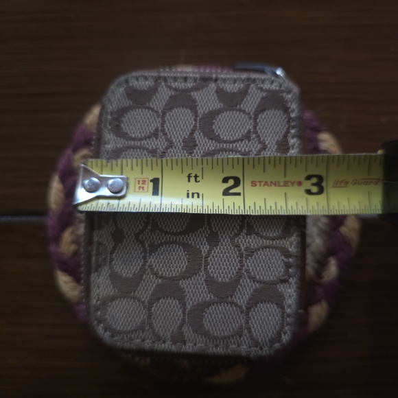 COACH Triple Pill Case Small Brown Signature C's With Brown Trim - Picture 4 of 6